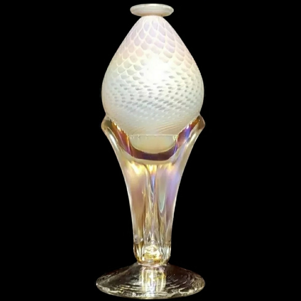 EXQUISITE OPALESCENT RON MYNATT VASE - Picture 2 of 9